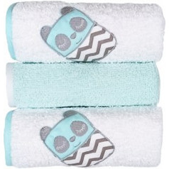 Baby Star Tiny Friends Σετ Βρεφικές Λαβέτες Ώμου 100% Βαμβακερές Πετσετέ Λευκές Βεραμάν 30x30cm 3τμχ
