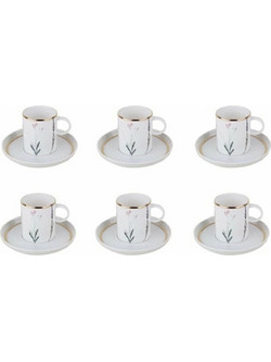 Stewe Home Σετ Φλιτζάνια Espresso & Ελληνικού Καφέ Πορσελάνης Λευκά 90ml 6τμχ STE-037238-P37238