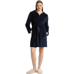 Vamp Γυναικεία Ρόμπα Fleece με Φερμουάρ Μπλε