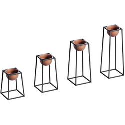 Aberto Design Κασπώ Δαπέδου Εσωτερικού Χώρου Μεταλλικό με Βάση Μαύρο Ροζ Χρυσό 22x60cm 4τμχ 247HFM1166