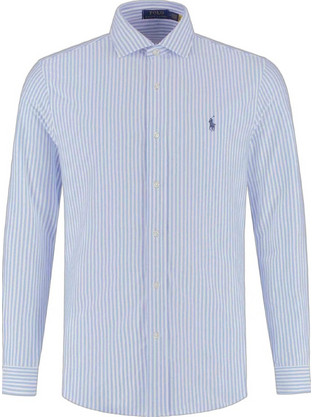 Polo Ralph Lauren Ανδρικό Πουκάμισο Βαμβακερό Ριγέ Μακρυμάνικο Κανονική Γραμμή Γαλάζιο 710B26150-003