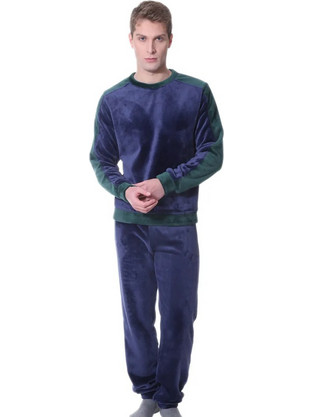Mario Uomo Χειμωνιάτικες Ανδρικές Πιτζάμες Fleece Navy Μπλε 26651-006