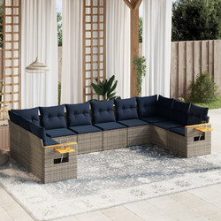 vidaXL Πενταθέσιος Καναπές Εξωτερικού Χώρου Rattan Μπλε Εκρού 62x62x69cm 11τμχ 3039669