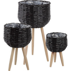 Bizzotto Σετ Κασπώ Δαπέδου με Πόδια Μαύρα 30x58cm 3τμχ 0502511