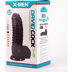 X-Men David's Ρεαλιστικό Dildo με Βεντούζα & Όρχεις 27cm Μαύρο