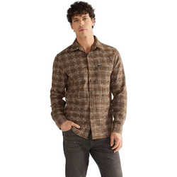 Wrangler Ανδρικό Πουκάμισο Βαμβακερό Καρό Μακρυμάνικο Κανονική Γραμμή Καφέ 112386948