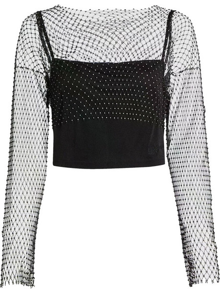 Karl Lagerfeld Γυναικείο Χειμερινό Crop Top με Στρας Μαύρο B4W17016-999