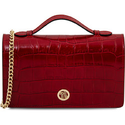 Tuscany Leather Opera Croque Γυναικείο Τσαντάκι Χειρός Δερμάτινο Κόκκινο TL142668