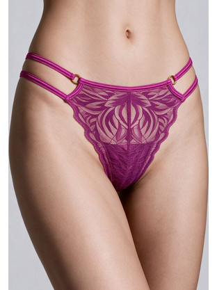 Milena By Paris Γυναικείο Sexy String με Δαντέλα Φούξια 6990