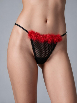 Milena By Paris Γυναικείο Sexy String Μαύρο Κόκκινο 7772