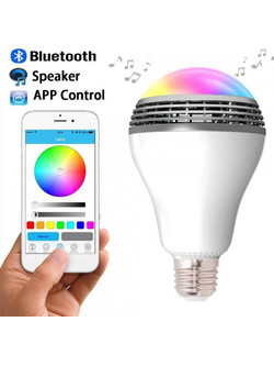 Έξυπνη λάμπα LED E27 με ηχείο και σύνδεση bluetooth που αλλάζει χρώματα και παίζει μουσική (με App)
