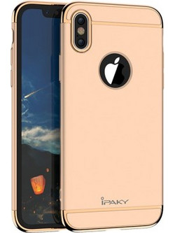 IPAKY 360 μοιρών Σκληρή Θήκη Ματ με Βελούδινη Υφή Πρόσοψης και Πλάτης για iPhone X - Χρυσαφί