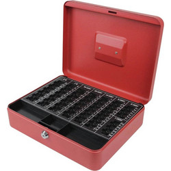Μεταλλικό κουτί ταμείου Black-Red (CB-12-03) με κλειδαριά 12 θήκες - Κόκκινο CB-12-03