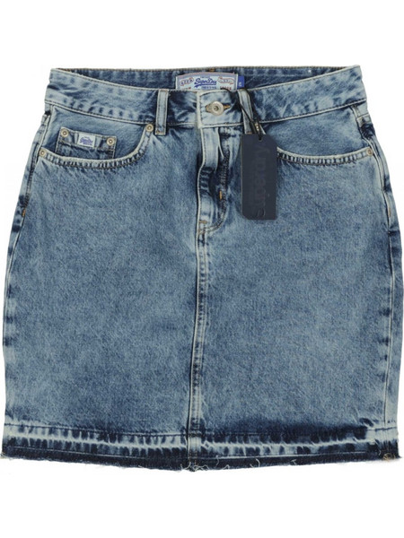 Superdry Μίνι Φούστα Τζιν Ψηλόμεση Pencil Μπλε G72022CR