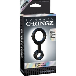 Pipedream Fantasy C-Ringz Ironman Duo-ring 3.5cm Ελαστικό Δαχτυλίδι Πέους & Όρχεων Σιλικόνης 3.5cm Μαύρο
