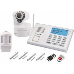 Olympia GSM 9081 IP Ασύρματο Σύστημα Συναγερμού με 1 Κάμερα, 1 Ανιχνευτή Κίνησης, 4 Αισθητήρες Πόρτας, 1 Σειρήνα, 1 Τηλεχειριστήριο, Κέντρο, Πληκτρολόγιο (GSM)