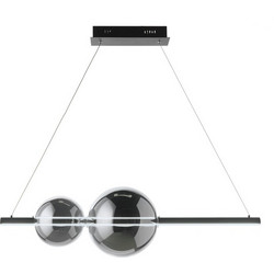 Ondaluce Fufi Nero Black Κρεμαστό Φωτιστικό Οροφής Ράγα Δίφωτο LED με Φυσικό Λευκό Φως Μαύρο