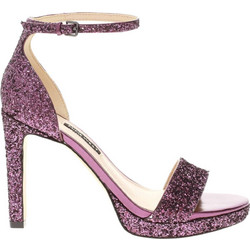 Nine West EDYNP3 Γυναικεία Πέδιλα Λιλά με Λεπτό Ψηλό Τακούνι και Στρας