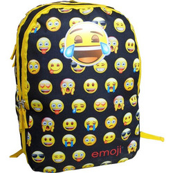 Paxos Emoji Little Faces Σχολική Τσάντα Πλάτης Δημοτικού Μαύρη Κίτρινη 167931
