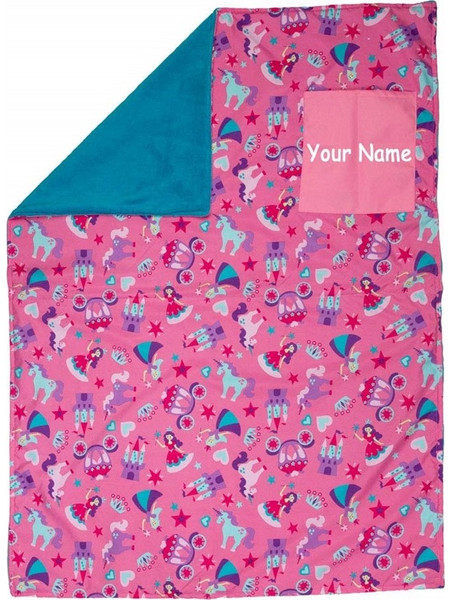 Stephen Joseph All Over Print Princess Κουβέρτα Αγκαλιάς Fleece 92x127 Μπλε Φούξια