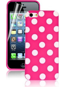 Θήκη σιλικόνης Pink White Dots για iPhone 5 και 5s