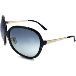 Versace VE 4157 GB1/11 Γυναικεία Γυαλιά Ηλίου Oversized Κοκάλινα Ασημί Μαύρα με Μπλε Degradee Φακό