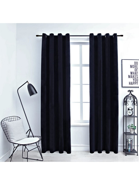 vidaXL Σετ Κουρτίνες Συσκότισης με Τρουκς 140x225 2τμχ Μαύρη 134489