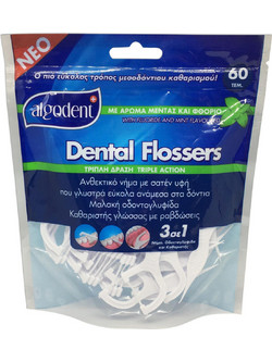 Algotech Triple Action Dental Flossers Οδοντικό Νήμα με Λαβή & Γεύση 60τμχ