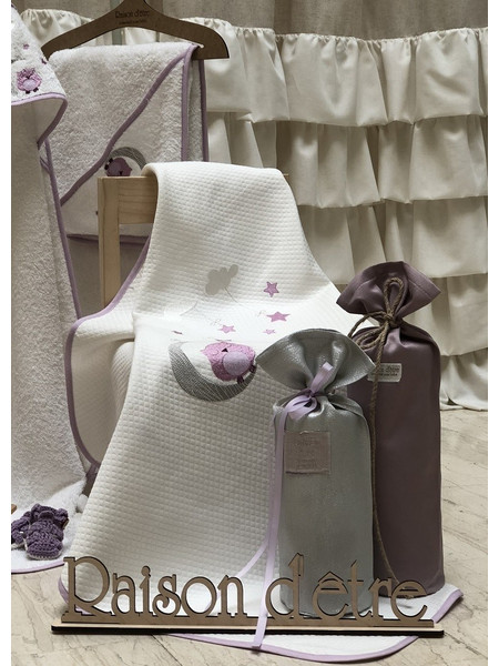 Raison D'Etre Dreamy Owl Κουβέρτα Αγκαλιάς Πικέ 80x90 Ροζ