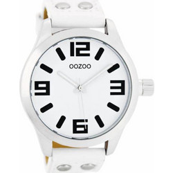 Oozoo Small Timepieces Γυναικείο Ρολόι με Λευκό Δερμάτινο Λουράκι C1050
