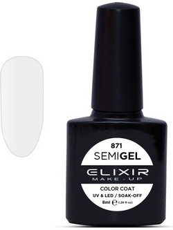 Elixir Semigel 871 Milky White Ημιμόνιμο Βερνίκι Νυχιών 8ml