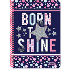Must Born To Shine Σπιράλ Τετράδιο Ριγέ A4 60 Φύλλων 2 Θεμάτων Μωβ 584234