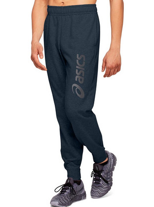 ASICS Big Logo Ανδρικό Παντελόνι Φόρμας με Λάστιχο Navy Μπλε 2031A977-409