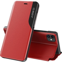 Eco Leather View Case elegant bookcase type case with kickstand for iPhone 13 Pro red