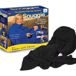 Κουβέρτα με μανίκια Fleece Snuggle Super Soft Μαύρο