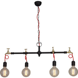 Home Lighting Hikari Κρεμαστό Φωτιστικό Οροφής Ράγα Πολύφωτο E27 Κόκκινο 77-2793