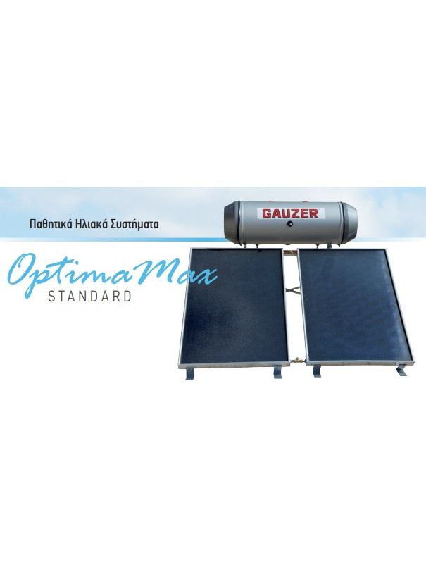 Gauzer Optima Max Standard Ηλιακός Θερμοσίφωνας 160lt 2.4m² Glass Διπλής Ενέργειας
