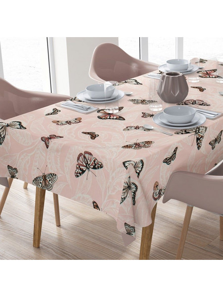 Καρέ Αλέκιαστο Butterfly 450 Coral DimCol 90X90cm 90x90cm Βαμβάκι-Πολυέστερ