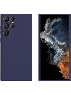 ΘΗΚΗ SAMSUNG S22 ULTRA 5G S908 6.8" SOLID SILICONE VELVET CAMERA GUARD DARK BLUE