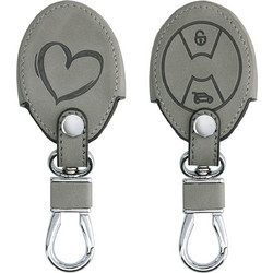 KW PU Leather Θήκη Κλειδιού Mini - 3 Κουμπιά - Brushed Heart / Grey (57029.02)