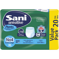 Sani Sensitive Pants No4 XLarge Πάνες Βρακάκι Ακράτειας 6 Σταγόνες 20τμχ