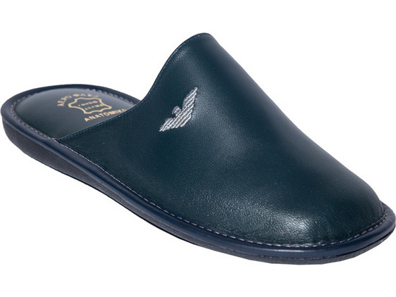 Zak Shoes-Ανδρικές Δερμάτινες Παντόφλες-S01545-ΜΠΛΕ