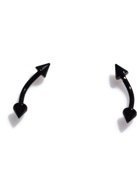 Unisex σκουλαρίκια ατσάλινα (stainless steel) piercing διπλοί κώνοι σε μαύρο χρώμα BZ-ER-00696