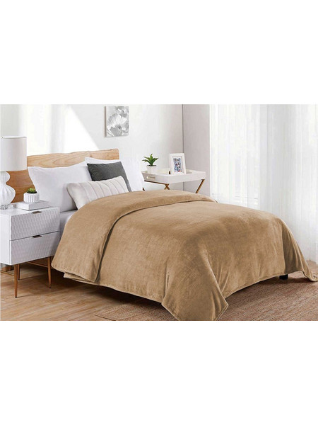 DIMcol ΚΟΥΒΕΡΤΑ CORAL FLEECE ΕΝΗΛ Polyester 160X220 Μονόχρωμη 02 Beige