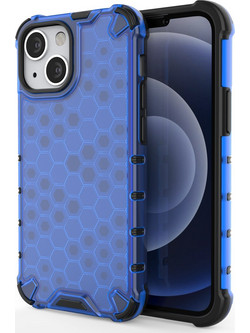 Honeycomb Case armor cover with TPU Bumper for iPhone 13 mini blue