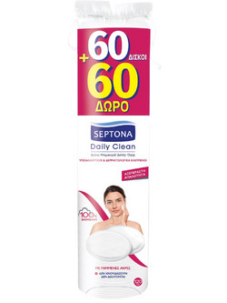 Septona Daily Clean Δίσκοι Ντεμακιγιάζ 60τμχ + 60τμχ