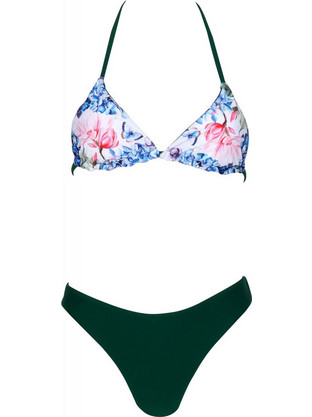 Gsecret Bikini Set Τριγωνάκι με Ενίσχυση Floral Πράσινο R1139-18735