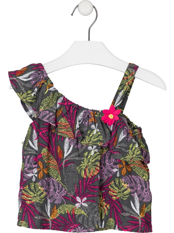 Losan Παιδικό Crop Top Αμάνικο Πολύχρωμο 216-3001AL