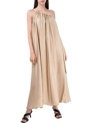 Lace Maxi Καλοκαιρινό Φόρεμα για Γάμο / Βάπτιση Μπεζ M-8219