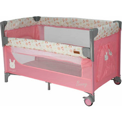 Bebe Stars Bunny Παρκοκρέβατο 2 Επίπεδων με Στρώμα & Δίχτυ Ροζ 886-185